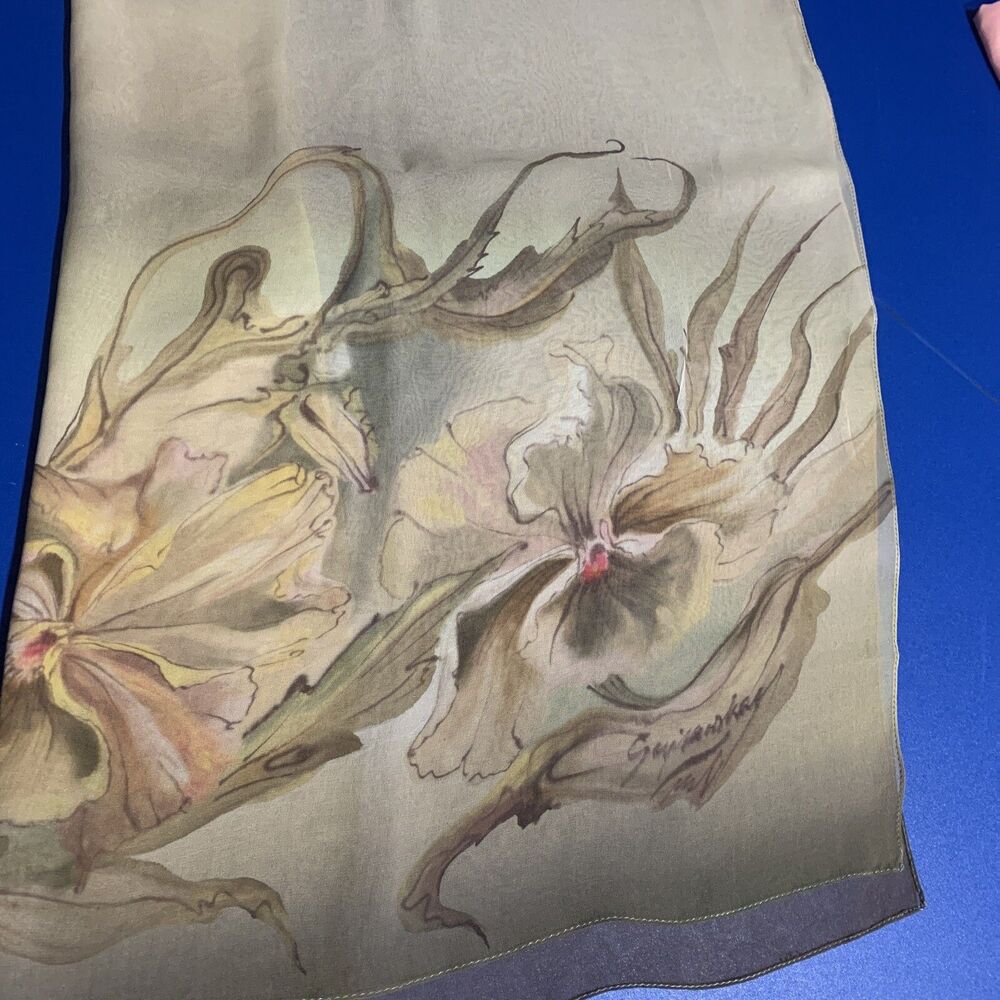 hand painted 100% silk scarf